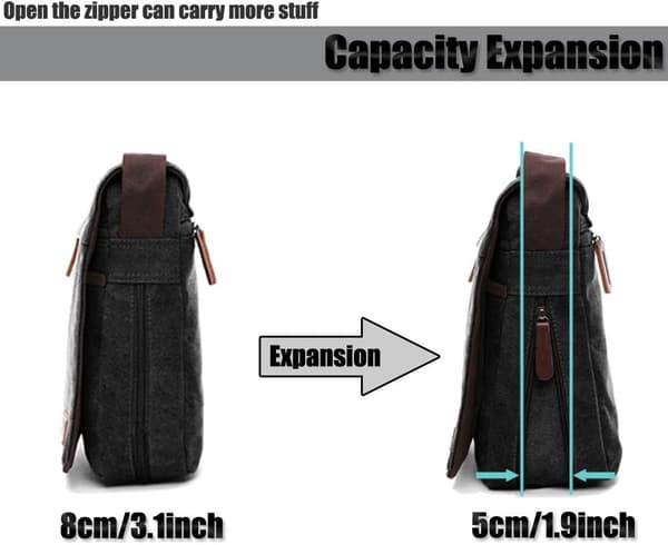 Herre skuldertasker, Canvas Crossbody tasker, 13,3 tommer Laptop tasker, Messenger