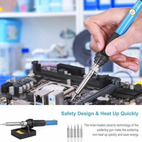 Lödkolv Kit, 60W Lödkolv med Justerbar Temperatur för Elektronik