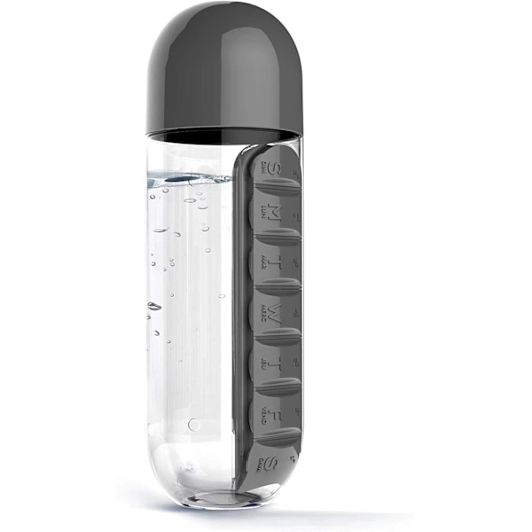 600ml 2 i 1 Daglig pillerask Vattenflaska Resepiller Organizer D