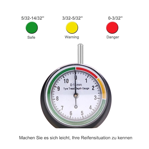 Dial Däckdjupsmätare, Däckdjupsmätare, Mätområde 0-11mm, Universal