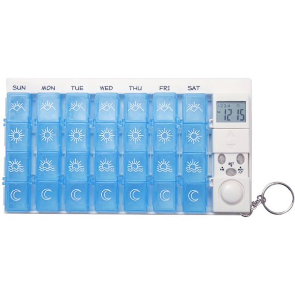Pillerorganisatör med timer, medicinpåminnelse, pillerdispenser,