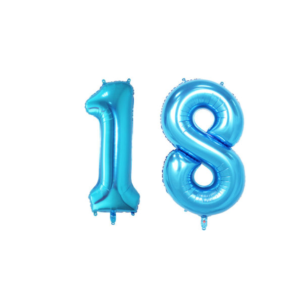 40 tommer store folieblå fødselsdagsnummerballoner 18. Happy Birthd