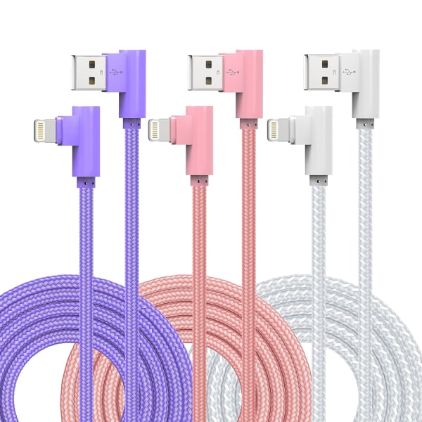 IPhone-lader 90 graders lynkabel 3-pak lang iPhone-kabel