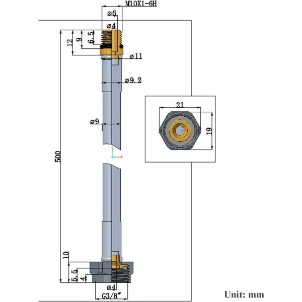 Armored Hose 60cm Long G 3/8 DN6 Connecting Pipes for Water Tap C