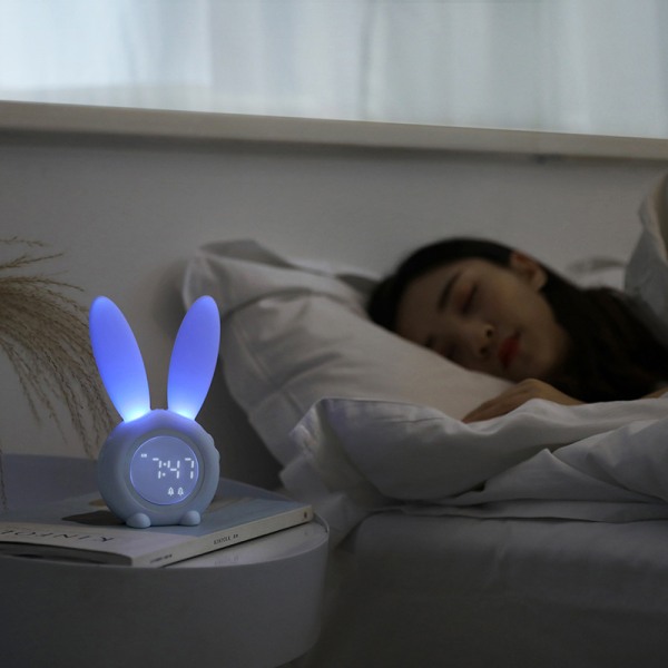 1 Piece Rabbit Alarm Clock Light Up Baby Alarm Clock Kids Alarm C