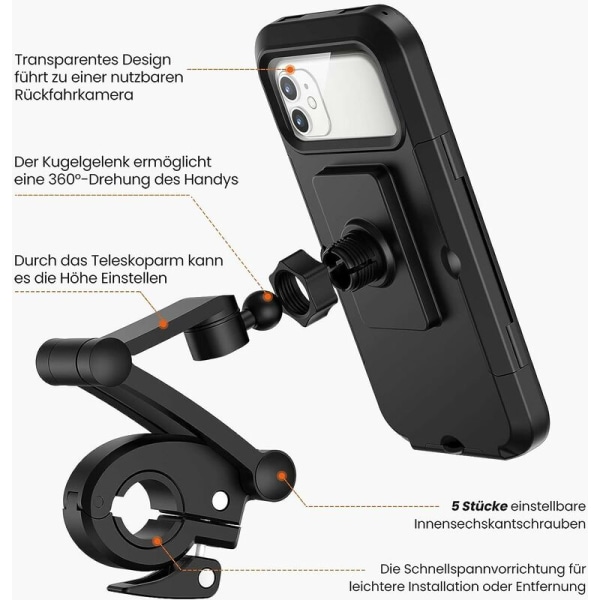 Cykeltelefonhållare, vattentät smartphonehållare med Touch S