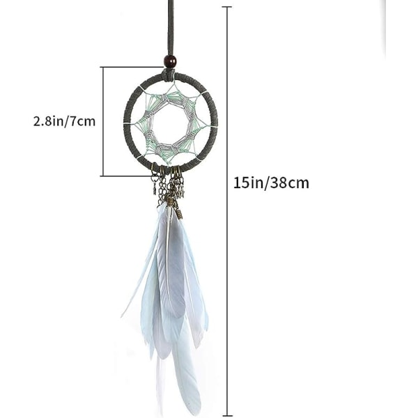 Drömfångare Handemade Dream Catcher Grå Fjäder Vägg Hängande O