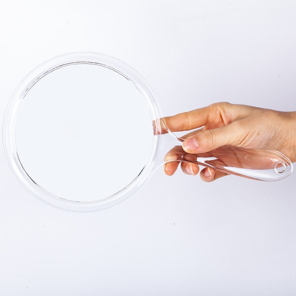 Bærbar speil tosidig håndholdt speil forstørrelsesspeil med speilhåndtak (gjennomsiktig)