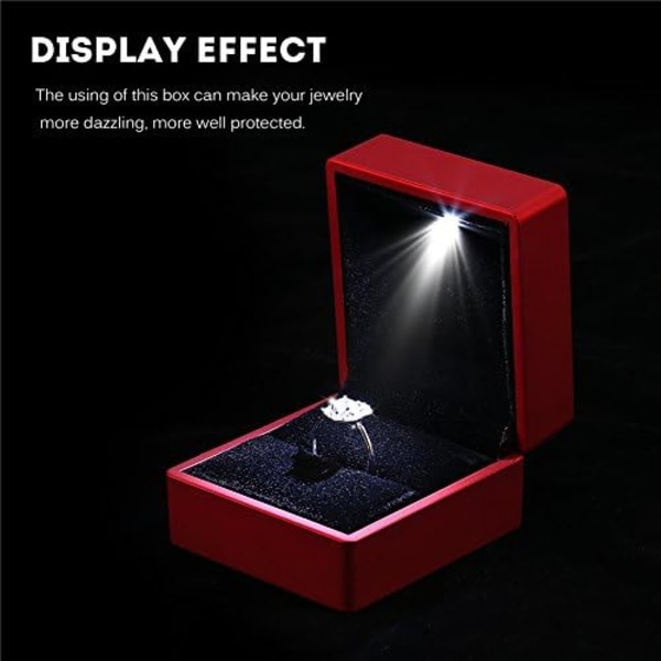 Fashion Ring Box LED Light Up Ring Opbevaringsboks Smykkeholder (Rød)