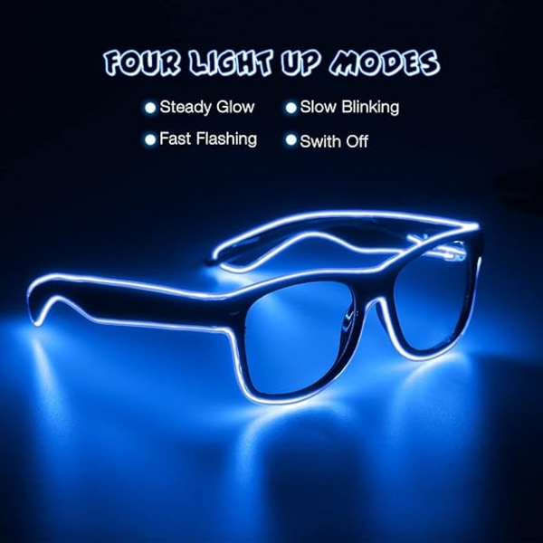 Light Up Wireless EL Glasses Neon Rave Glow Blinkande LED Solglasögon