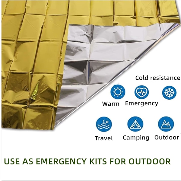 Camping Emergency Blankets, 4 st Nödfiltar för Överlevnadsfilt, Em