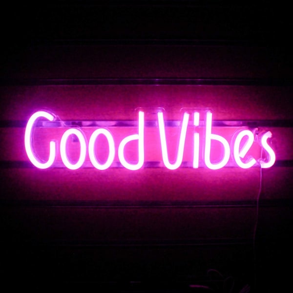 Good Vibes - Good Vibes Rosa Neon Skyltar - För Sovrum, Bar, Pub,