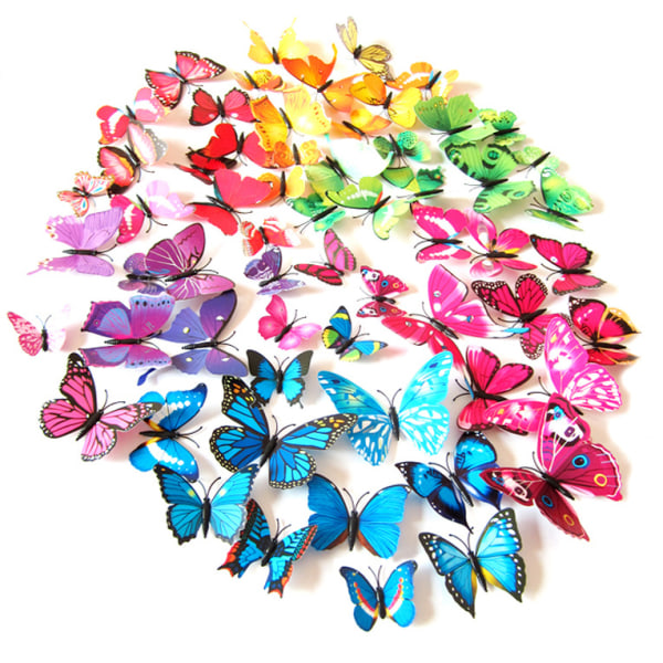 Återanvändbar väggdekal med 3D-fjärilar