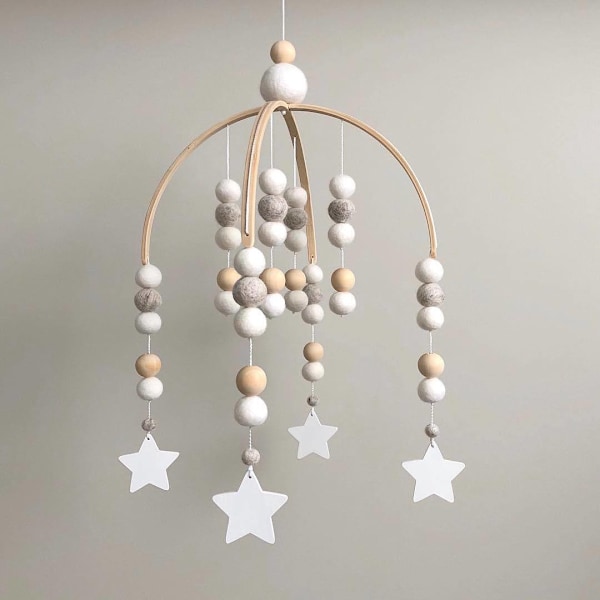 Neutral Baby Crib Mobile Nursery Cot Mobile, Handgjord Träpärla