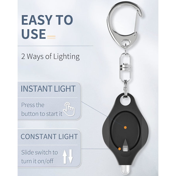 Mini LED-nyckelringsficklampa 12 lumen Bärbar Ultra Bright Batt