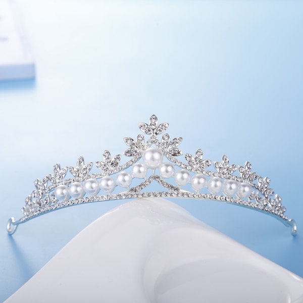 BRUDE-tiaraer og -kroner for kvinner perle Rhinestone Queen Crown P