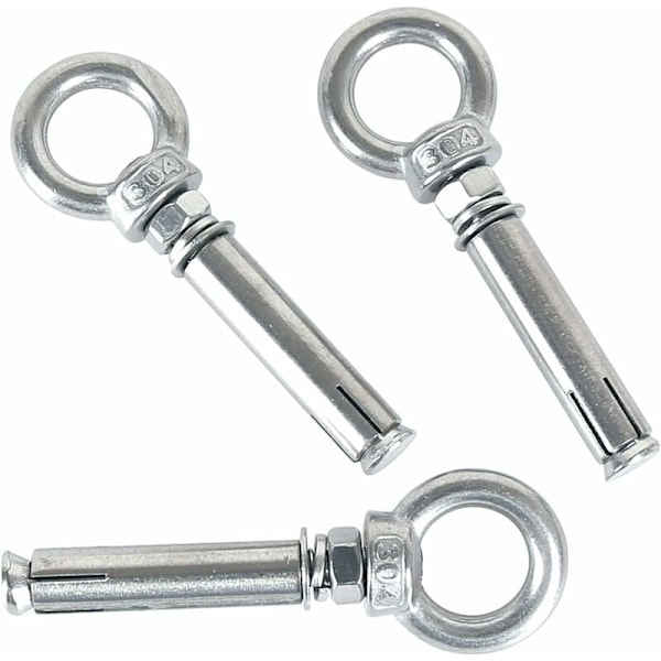 Expansionsbultar Stålsleeve Öglebult 304 Rostfritt Betong Expansionsankare Ögleskruvar Ankare Bultar 5-Pack (M6 x 50mm)