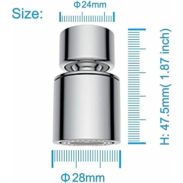22mm Vattenbesparande Kökskran Aerator Dubbel Funktion 360 Grader