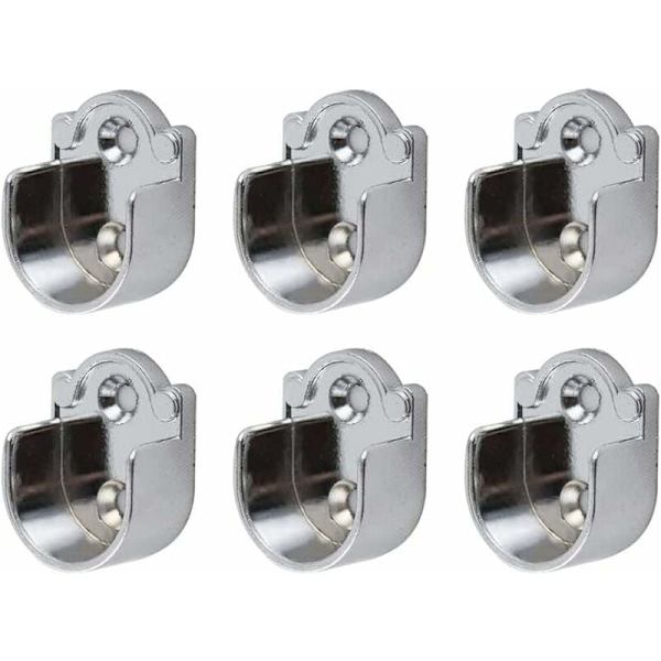 Klämstångsfäste 6 st Rörfäste Oval Garderob U-formad Klädstångsfäste för 25 mm diameter runda rör, Zink Alloy