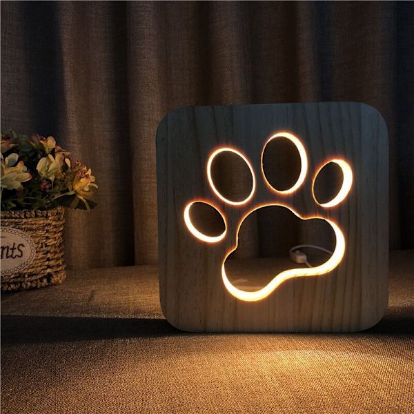 Katt tass kopp med hund tass massivt trä snideri ihålig kreativ bord