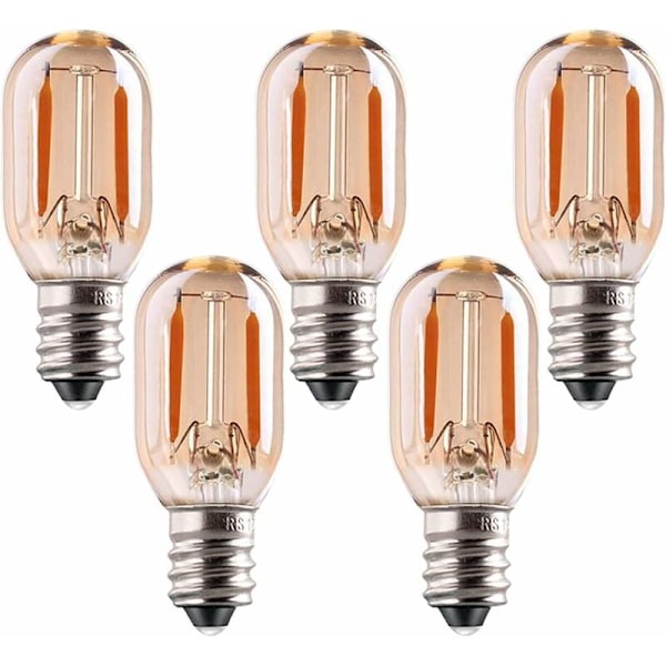 E14 1w LED-lampa, Triomphe T22 Vintage Amber Glow 10w Rörformad Nattlampa E14 Glödlampa Ersättning Kandelaberbas LED Filament Skylt Super Varm Vit 2200K Icke-Dimbar 5-Pack [Clas