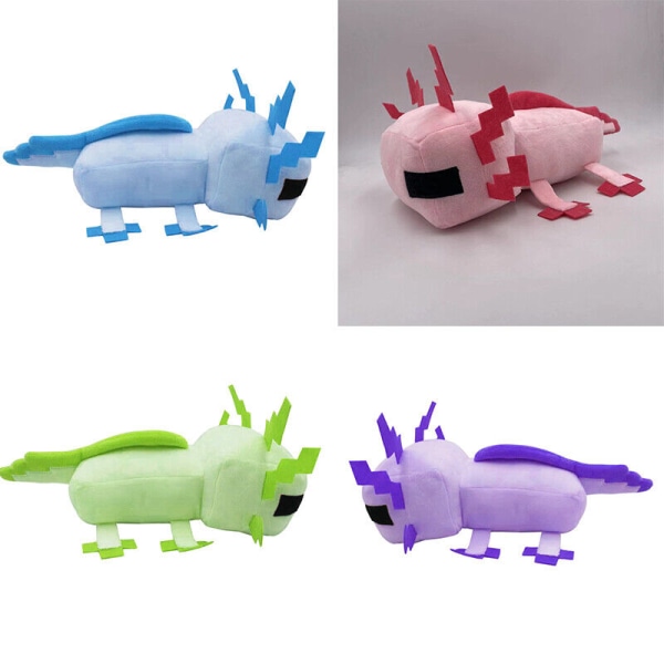 11,8" Axolotl plyschdocka Minecraft Salamander blå rosa docka stoppade leksaker kudde, gul