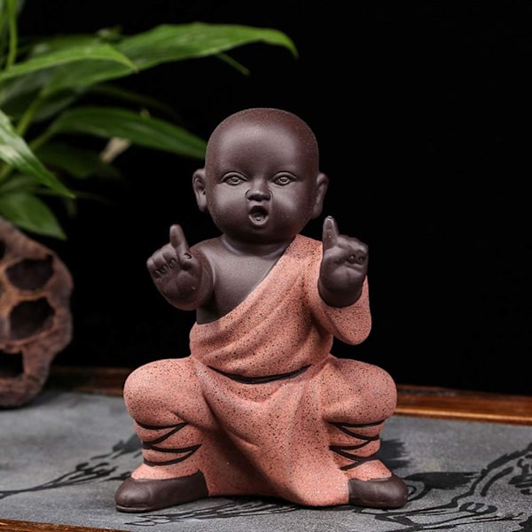 Kung Fu Munk Ornamenter Buddha Statue Te Dyre Zen Hage Te Brett Figurin