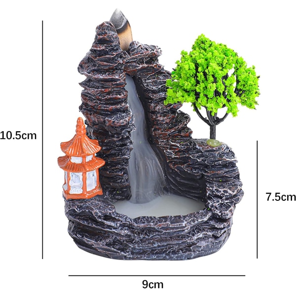 Tilbagevendende røgelsesbrænder, vandfald tilbageløbsbrænderholder, keramisk aromaterapiornament, røgelsesholder til boligindretning, til hjem, kontor, soveværelse