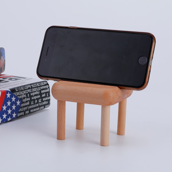 Cute Mini Chair Phone Holder, Wooden Smartphone Stand, Compatible
