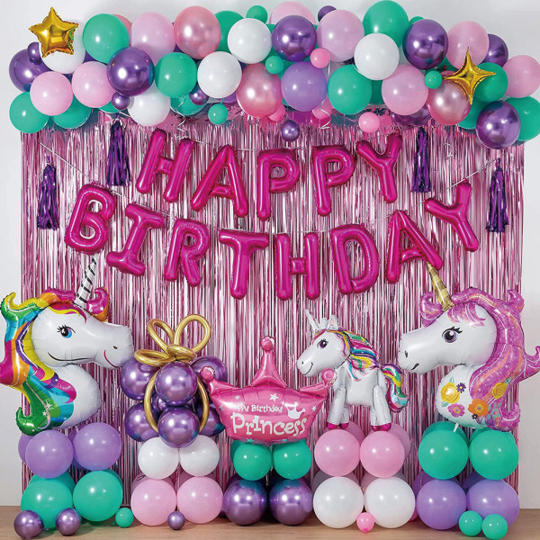 Unicorn aluminium film Happy Birthday Balloon Kit