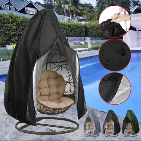 Patio Äggstolsskydd med dragkedja, Wicker Äggsvängstolsskydd, Vattentät