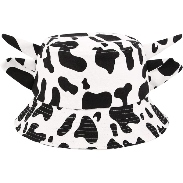 Bomull Fisherman Hat Beach Sun Dress Up Hat White Milk Cow