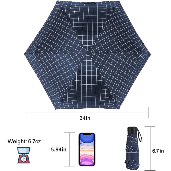 Resväska Mini Paraply Sol&Regn Lätt Liten och Kompakt Kostym