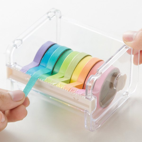 Washi Tape-dispenser, 2 stk. Transparent Washi Tape Rulle Klistremerke Maskeringstape