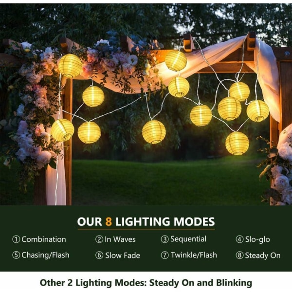 Outdoor Solar String Lights, 6,5M 30 LED utomhuslykta Fairy Li