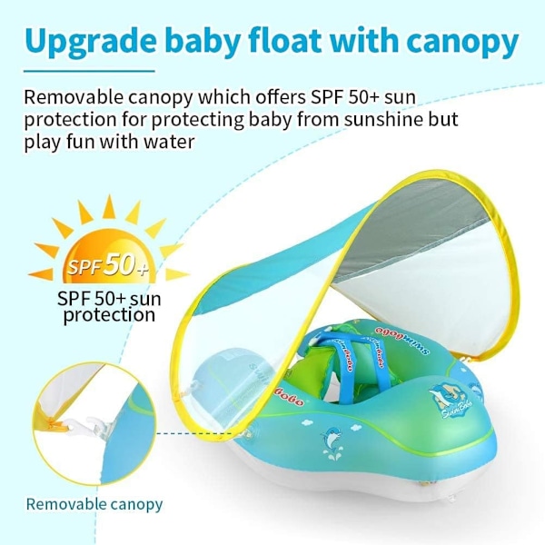 Baby Buoy, Baby Pool Seat with Detachable Bouee Bebe Canopy, Inflatable Kid