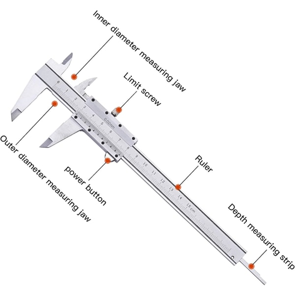 Vernier caliper, diameter gauge, professionel digital, stål vern