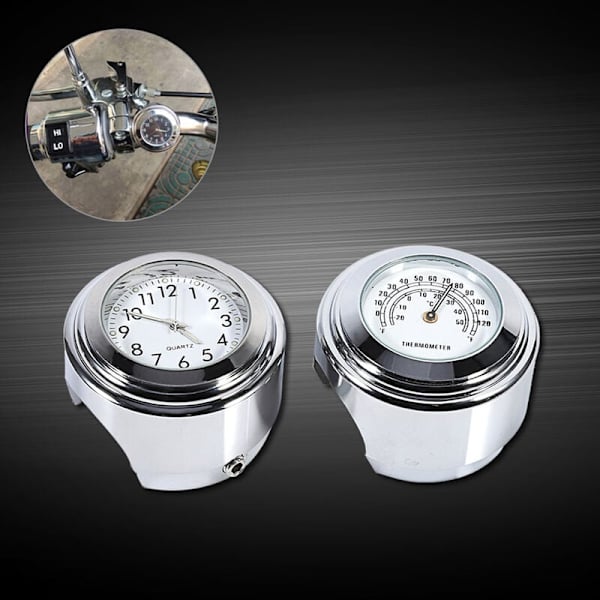 7/8\" 1\" Motorcykelstyre Fäste Klocka Termometer T