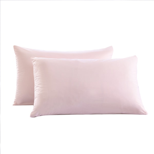 Pari vaaleanpunaista tyynyliinaa yksivärinen harjattu tyynyliina