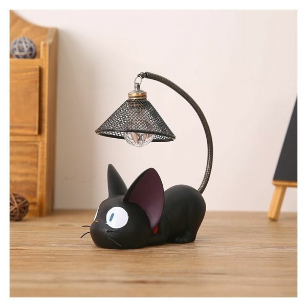 Svart kattlampe, LED svart kattlampe-figur kattelampe, kreativ harpiks kattedyr nattlys, barns lille katt nattlys, kattesenglampe