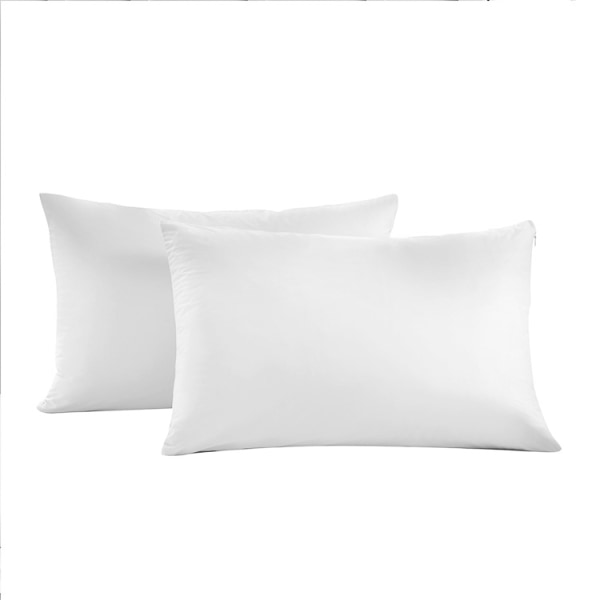 Pari valkoista tyynyliinaa, yksivärinen harjattu tyynyliina
