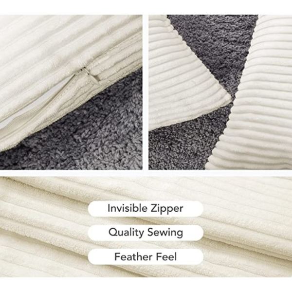 Set med 2 kordfløyel putetrekk 45x45cm Rektangulær fløyel utendørs pute Moderne stue Komfort Soverom Beige (Pute ikke inkludert)