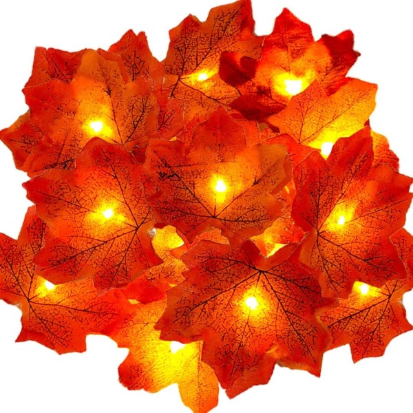 Høstkrans Halloween-dekorasjoner 40 lysstrenger Høstblader C
