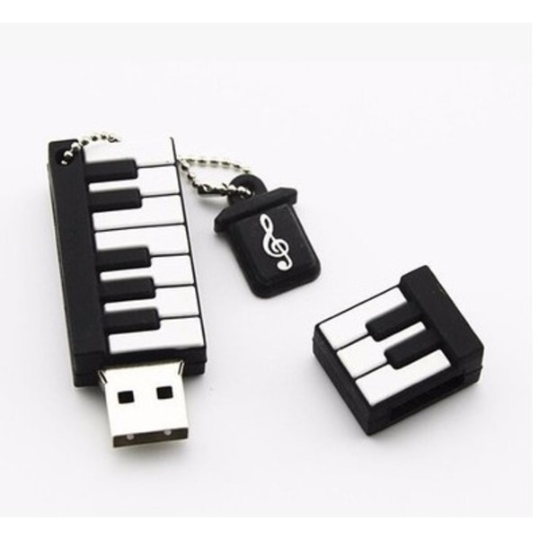 Piano-muotoinen USB 2.0 -muistitikku USB-levy Pen Drive (musta, 4 Gt)