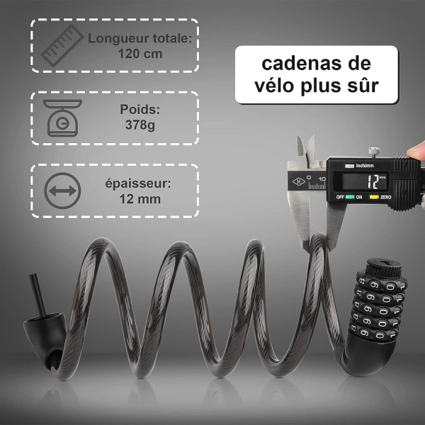 Bike Lock Chains, 5 Digit Combination, Outdoor Anti-Theft Bike Lo