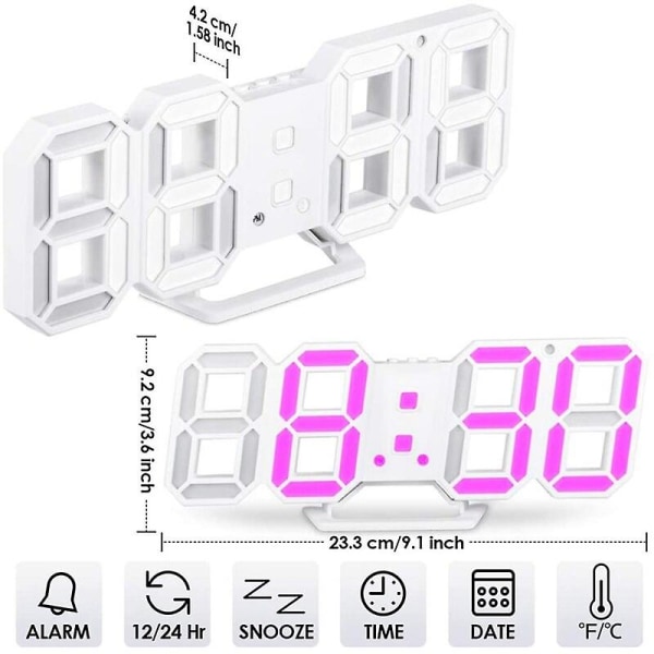 Digital väckarklocka, vägg LED Nummer Tid väckarklockor