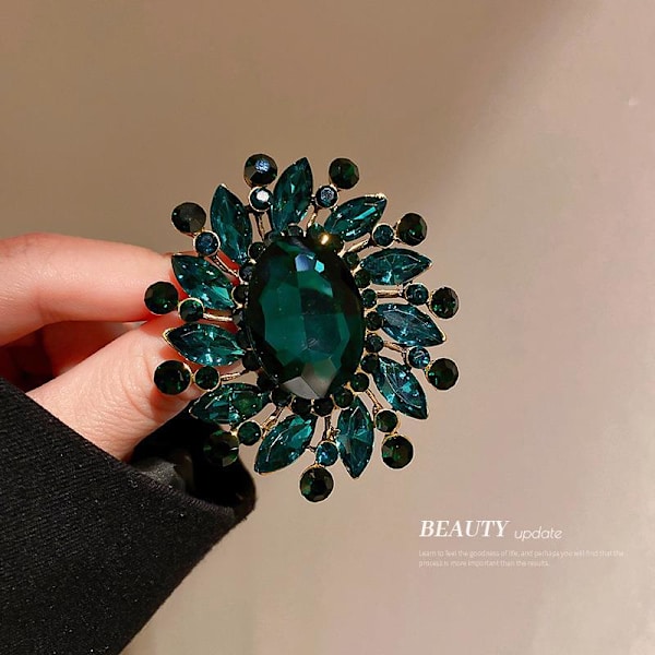 Kvinnor Emerald Rhinestone Brosch Pin Moderock Smycken Present