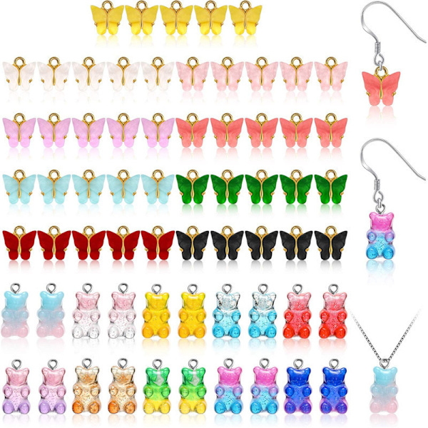 65 st Acrylic Butterfly Charms Och Bear Candy Pendant Set