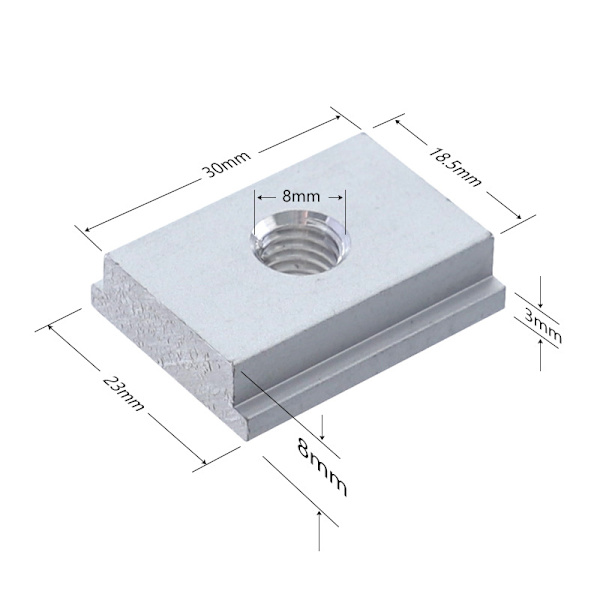 10 st 30x23mm M8 T-mutter, glidmutter, aluminiumlegering slitsade T-muttrar