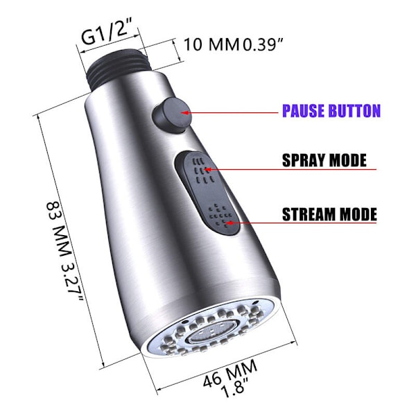 Pro Head 2 Spraytyper Pull Down Kran Köksblandare Kran Till